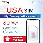 USA SIM Card for Tourists – Unlimited 5G Data + Unlimited Calls & Texts | High Coverage in Remote Areas | 30-Day Plan | US Number & 10 GB Hotspot | Designed for iPhone