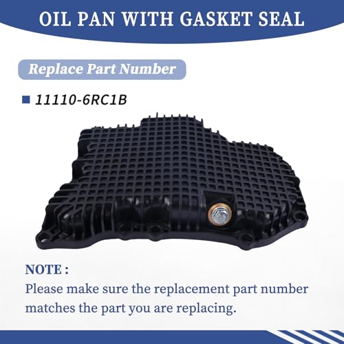 Image of 11110-6RC1B Oil Pan with Gasket Drain Plug Compatible with Nissan Rogue 1.5L 2021 2022 2023 2024 Replace 111106RC1B 11110 6RC1B