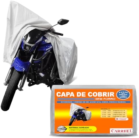 Capa para moto impermeavel proteção UV sol e chuva Silver - G