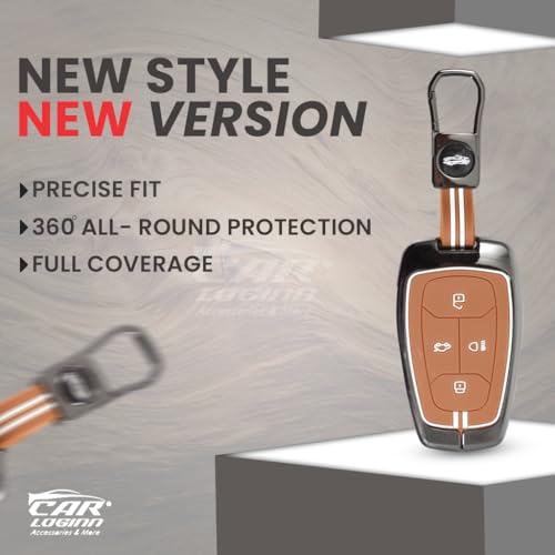 Image of Metal Keycover for Punch, Harrier, Altroz, Nexon, New Safari, Bolt, Tiago, Tigor - 4 Button Smart Key (Metal Brown)