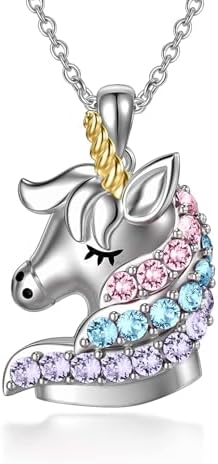 AOBOCO Sterling Silver Unicorn Necklace, Unicorn Jewelry Birthday...