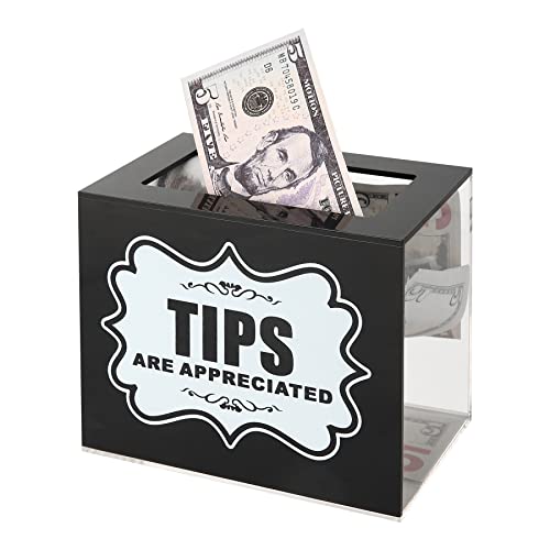 CiaoHER Acrylic Tip Collection Jar Donation Suggestion Box for Money Storage Container (6' W x 5' H x 4' D)