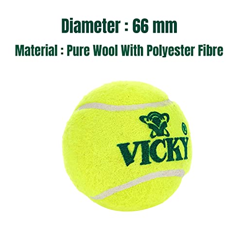 Vicky Yellow Tennis/Cricket Ball Heavy Multipurposeful Design & Durable Rubber Built Ideally Designed for Sports Enthusiasts or Trainees- Pack of 6