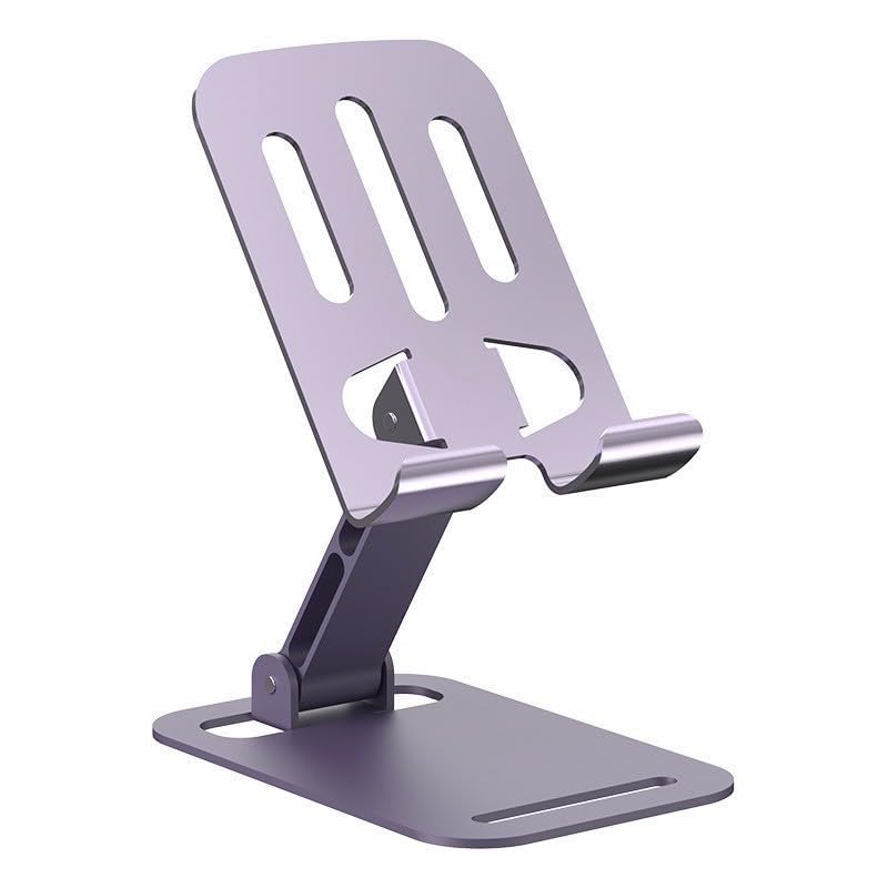 Alloy Steel Adjustable Mobile Phone Stand | Foldable Metal Tabletop Dock for Smartphones, Tablets, iPad, Kindle, Anti-Skid Lightweight Bracket, Durable Universal Holder for Desk, Office, Home-image-7