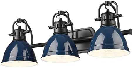 Duncan 3-Light Bath Vanity in Matte Black with Matte Navy