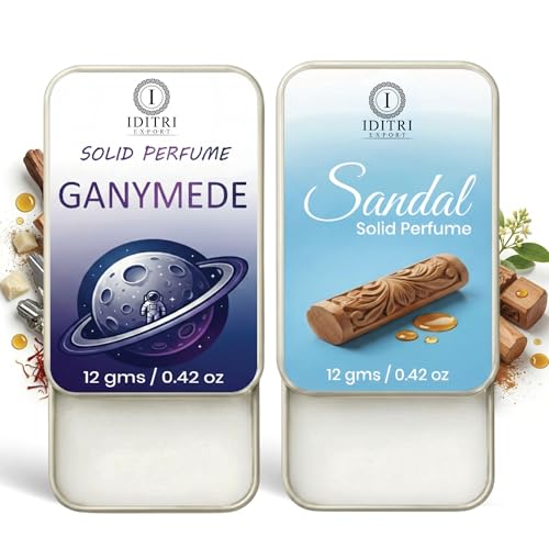 Image of IDITRI EXPORT Solid Perfume |sandal&Ganymede Alcohol Free Wax Perfume Balm, Long Lasting | Pocket Tin 12g, Pack Of 2| Non Greasy Smooth Glide, Travel Friendly Men And Women