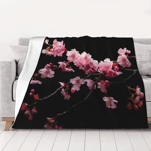 Couverture flanelle fleurs de cerisier haut de gamme jeté de lit luxueux