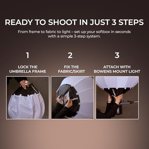 Image of Digitek (DLSF 65) Rounded 65cm Lantern Softbox with Bowens Mount, 270 Omni-Directional, Light Quick Setup, Click Lock Design, Optional Skirts Fabric and Metal Build