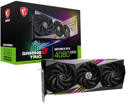 MSI GeForce RTX 4080 SUPER 16G GAMING X TRIO: GDDR6X de 16 GB, 2610 MHz, PCI Express Gen 4, 256 bits, 3x DP v 1.4a, HDMI 2.1 