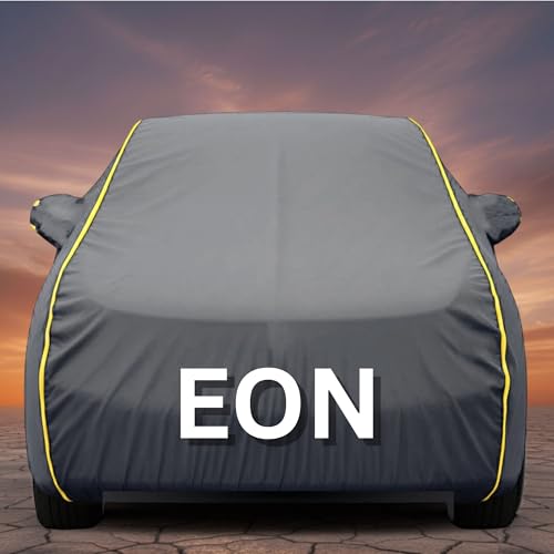 Image of Premium Grey Series 100% Waterproof Car Body Cover for Eon Cover (All Models) with Mirror Pockets | Triple Stitched, Elastic, Custom Fit, Heat Resistant, Anti-Dust, All-Weather Cover
