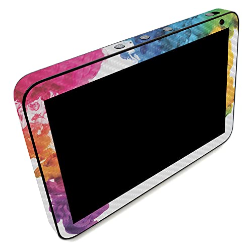 Image of MightySkins Carbon Fiber Skin Compatible with Amazon Echo Show 8 (Gen 2) - Aqua Paint | Protective, Durable Textured Carbon Fiber Finish | Easy to Apply | Made in The USA