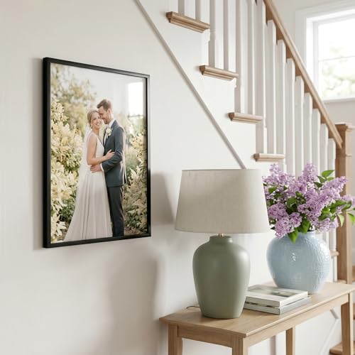 Image of Americanflat 13x18 Picture Frame with Polished Plexiglass - Streamline Collection - Thin Border Picture Frame for Wall Display - Hanging Hardware Included - Black