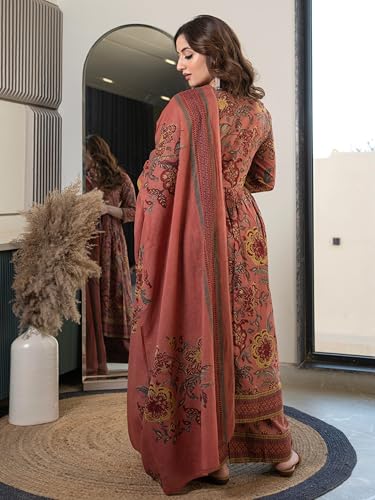Image of Arayna Women's 100% Cotton Anarkali Kurta Set with Pant & Dupatta | Jaipuri Floral Ethnic Suit