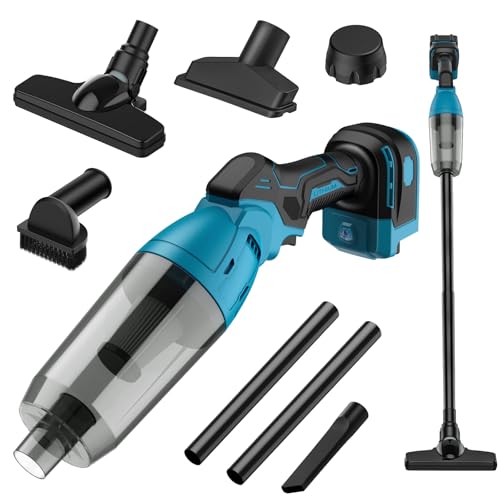 Aspirador eléctrico portátil 5 en 1, aspirador vertical inalámbrico, 18 V, 450 W, filtración HEPA, con 4 cepillos diferentes, se adapta a nuestras alfombras, pisos duros, pelo de animales (sin batería