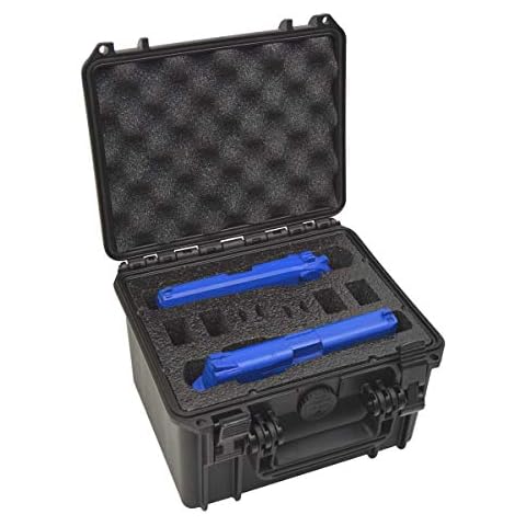 2 Pistol 6 Magazine Gun Case Storage | Doro Waterproof Double Pistol Case with Custom Mycasebuilder Foam Insert | Hard Gun and Magazine Case | Tactical and Firearms Holder Cover