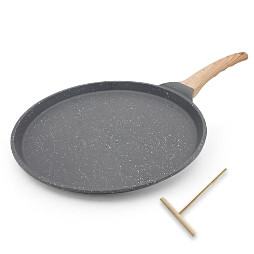 Bobikuke Sartén para Crepes 30 cm con Distribuidor de Masa, Revestimiento Antiadherente, Aluminio - Negro