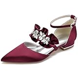 Eleganter Stil für jeden Anlass Diese Damen-Hochzeitsschuhe verfügen über ein raffiniertes Satin-Finish und funkelnde Strass-Akzente, die Ihrem Look einen Hauch von Glamour verleihen. Mit einem schicken geschlossenen spitzen Zehen- und Knöchelriemen bieten sie sowohl Eleganz als auch Halt. Ideale Partyschuhe für Hochzeiten, Empfänge, formelle Veranstaltungen oder stilvolle Büroschuhe, die Frauen lieben.