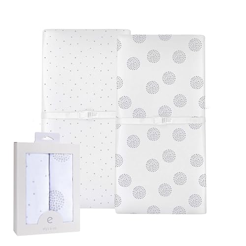 Image of Changing Pad Covers - Cradle Sheets 2-Pack - 100% Jersey Cotton for Baby Boy or Baby Girl (Grey Dottie)