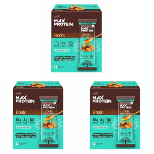 Image of RiteBite Max Protein Roots Cocoa Brownie 10g Protein Bar (Pack of 18) | Made with Ghee & Jaggery | 4g Fiber | No Palm Oil | (270g)