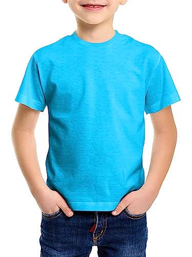 Love My Fashions® Kids Value Weight Camiseta Lisa con Cuello Redondo Camisetas Casuales de Manga Corta para niños Tops de algodón para niños