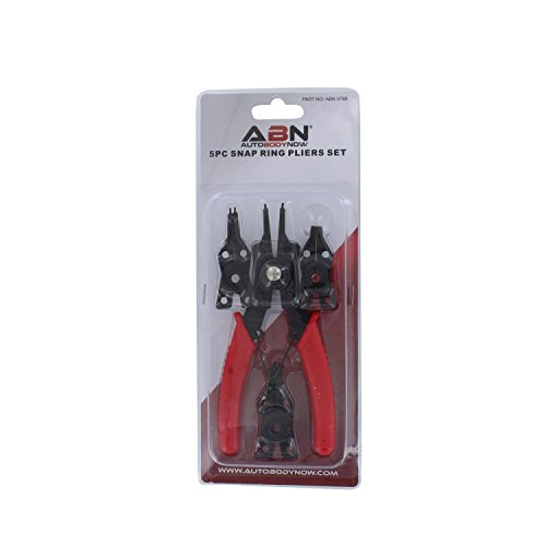 Abn Snap Ring Pliers Set – 5 Pc Interchangeable Jaw Head C Clip Pliers Set – Straight, 45, And 90 Degree Angled Jaws #TOP6
