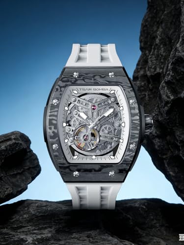 Image of TSAR BOMBA Mens Luxury Watch Automatic Watches for Men 50M Waterproof Japanese Mechanical Movement Tonneau Stainless Steel Case Sapphire Glass Big Face Cool Unique Fashion Gift Men