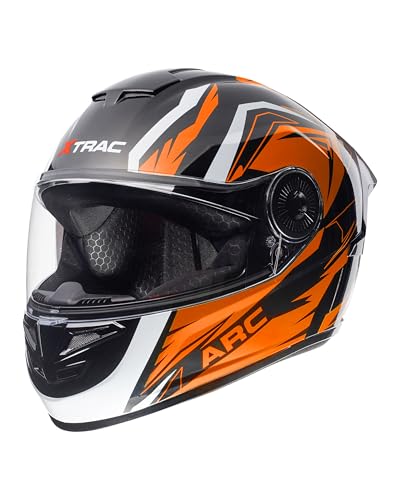 Image of Xtrac Arc Full Face Graphic Helmet for Men & Women, ISI Certified Motorcycle Helmet with Scratch Resistant Wide Visor, Lightweight Design & Quick Release Chin Strap for Bike Riding