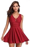 👗 Der klassische Linienstil und die Volltonfarbe sind perfekt für jeden Hautton und Körpertyp. Das schmeichelhafte Badeanzugkleid Badekleid sorgt dafür, dass Ihr Look perfekt ist. Mit entfernbarer Polsterung für einen glättenden Effekt.