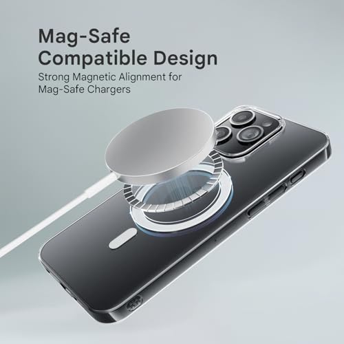 Image of Prolet Anti- Yellow Crystal Clear Hard Case Cover Compatible with iPhone 16 Pro with Magnetic Mag-Safe Wireless Charging Support, Shockproof Hard Back Cover (Transparent)
