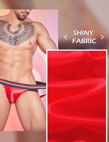 SEAUR Men's Shiny Jockstrap Thong Underwear Breathable Comfortable Low Rise Sport Underwar Sexy Briefs Athletic Support4
