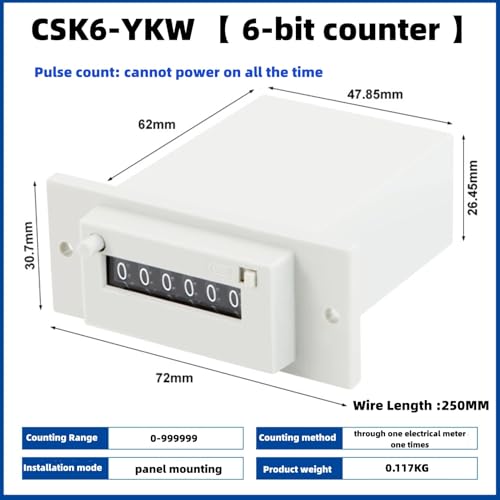Image of DC24V Pulse Counter, CSK6-YKW 6 Digit Electromagnetic Pulse Counter (DC24V)