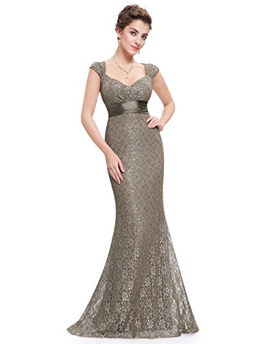 Ever-Pretty Womens Long Fitted Sexy Lace Mermaid Style Prom Dress 8 US Coffee