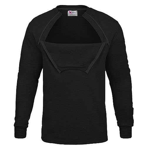 ComfyChemoCHEMOWEAR : Men's Long Sleeve Chemotherapy Port Zipper Shirt3