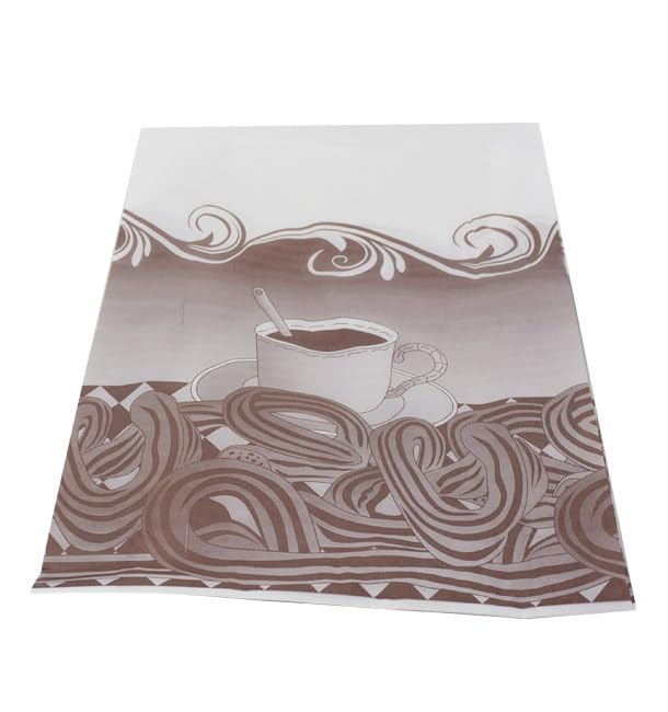 250 Bolsa para Churros Antigrasa 30+9 × 42cm | Papel Antigrasa Reciclable | Ideal para Churrerías, Food-Truck y Evento | 250 Unidades