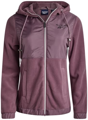 Reebok Womens Jacket - Lightweight Casual Outerwear and Super Soft Polar Fleece Lined Zip Up Hooded Winter Jackets for Women, Size Large, Grape