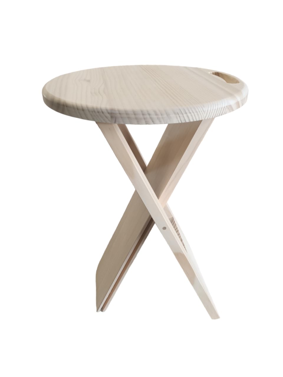 Taburete - banqueta plegable de madera maciza. Redondo, ligero y resistente. 45x30x30cm abierto y 71x30x4cm plegado (Nogal, 1 unidad)