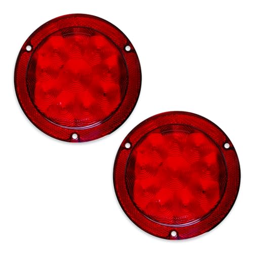 Dream Lighting Caravan Tail Lights 12volt LED Rear Brake Stop Signal Light for RV Trailer Truck Bus Auto Lorry Round Red Light 5.4" IP65 Pack of 2