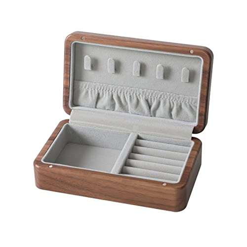 YJYJY Joyero de Nogal Negro, Caja de Almacenamiento Interior de Franela, Gran Capacidad, Organizador de Joyas
