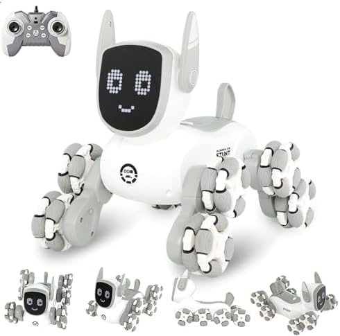 Amitasha 8WD Remote Control Robot Dog RC Car 8x8 Stunt Toy with Light and Music, Christmas Birthday Gifts for 5 6 7 8+ Years Old Boys Kids