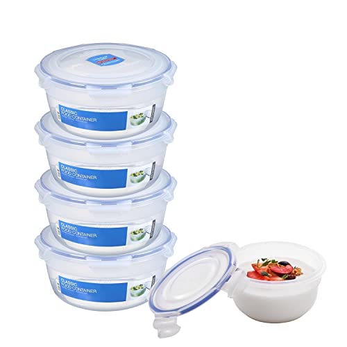 Kit Jogo 4 potes hermético redondo porta papinha bebê sem BPA freezer micro ondas Lock&Lock 250mL