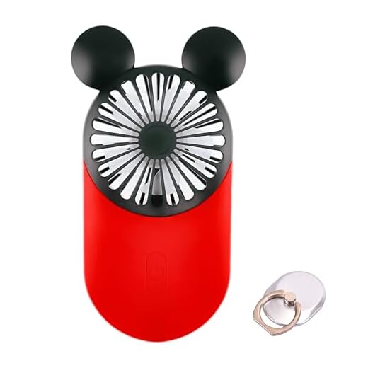 DecoLife Cute Personal Mini Fan, Handheld & Portable USB Rechargeable Fan with Beautiful LED Light, 3 Adjustable Speeds, Portable Holder, Perfect for Indoor Or Outdoor Activities, Cute Mouse