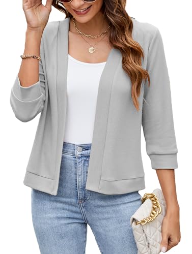Image of Hount Womens 3 /4 Sleeve Cropped Cardigans Lightweight Casual Open Front Bolero Shrugs Sweaters