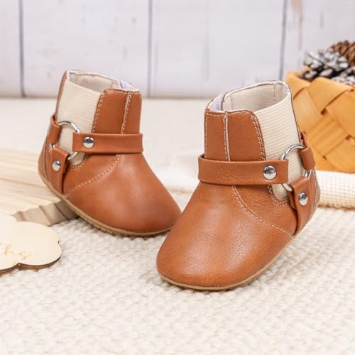 Image of Meckior Baby Girls Cowboy Tassel Boots Side Zipper Moccasins Soft Bottom Non-Slip Toddler Shoe