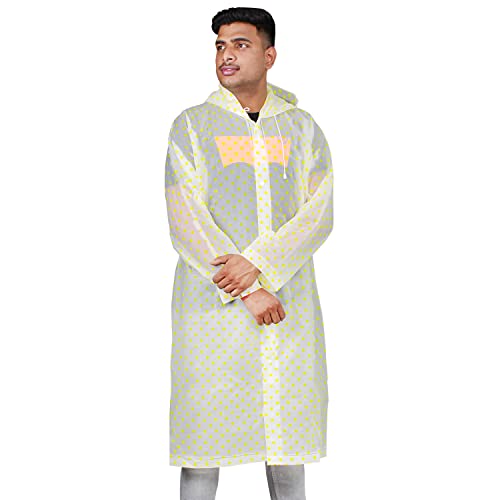 AllExtreme EXROC01 EVA Waterproof Raincoat Hooded Outdoor Water Resistant Transparent Rain Cover for Men (Universal Size, Random Colors)