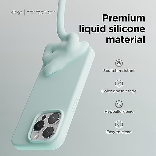 Image of elago Compatible with iPhone 15 Pro Case, Liquid Silicone Case, Full Body Protective Cover, Shockproof, Slim Phone Case, Anti-Scratch Soft Microfiber Lining, 6.1 inch (Mint)