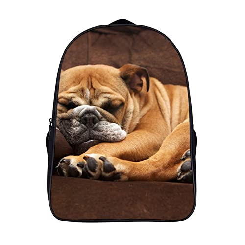 Sac à d'école unisexe Bulldog avec grand volume 3D et bretelles confort
