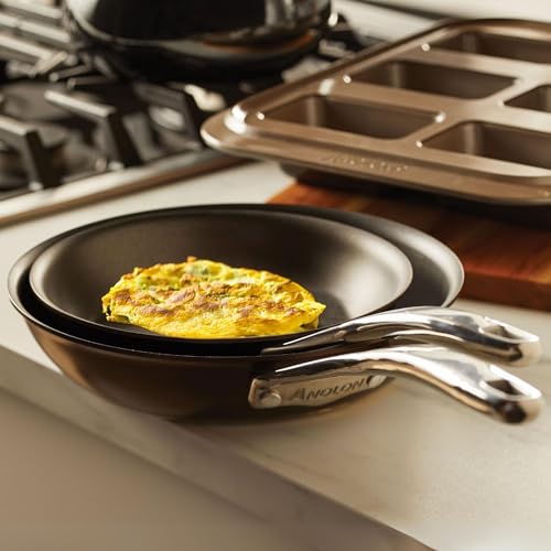 Anolon Nouvelle Copper Hard Anodized Nonstick Frying Pan Set / Fry Pan Set / Hard Anodized Skillet Set - 8.5 Inch and 10 Inch, Brown