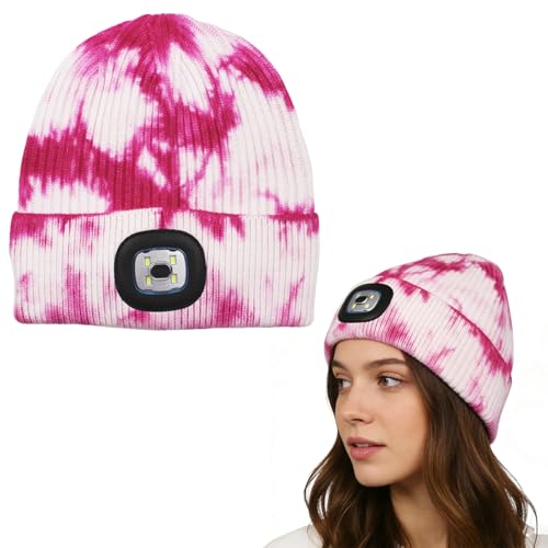 CHENBOOW Mütze mit LED Licht LED Beanie Beleuchtete Mütze mit Licht Wiederaufladbare Winter Warm LED Haube mit Lampe Strickmütze mit Stirnlampen Winter Warme Stirnlampe für Outdoor Camping Nachtläufe