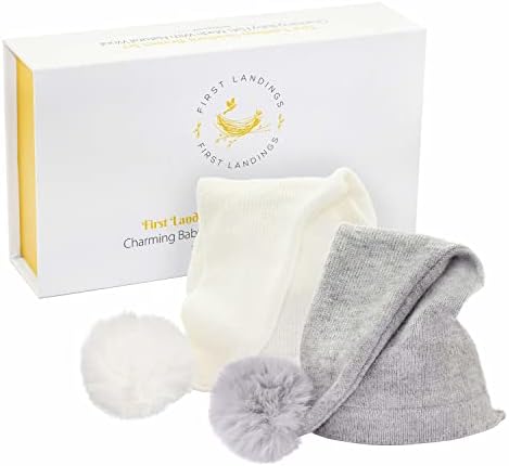 First Landings 2 Wool Newborn Hats - Ultra Soft Baby Hats Gift Set - Adorable Baby Beanie 2 Pack - Newborn Photography Props
