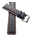 Produktbild 22 mm Uhrenarmband Rallye Racing schwarz echt Kalbsleder mit oranger Naht